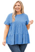 Plus Size Eyelet Pattern Ruffle Sleeve Babydoll Top